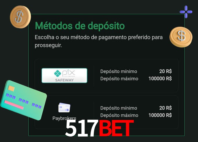 O cassino 517Bet oferece uma grande variedade de métodos de pagamento